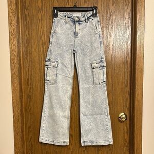 Risen Jeans Acid Wash Cargo Jeans